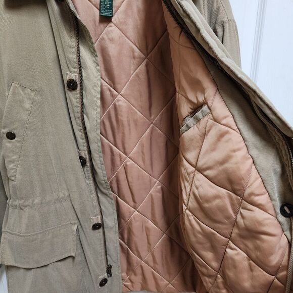 GH Bass Jacket Men Sz M Khaki Green Button Quilted Utility Field Chore Barn Coat - Picture 6 of 16